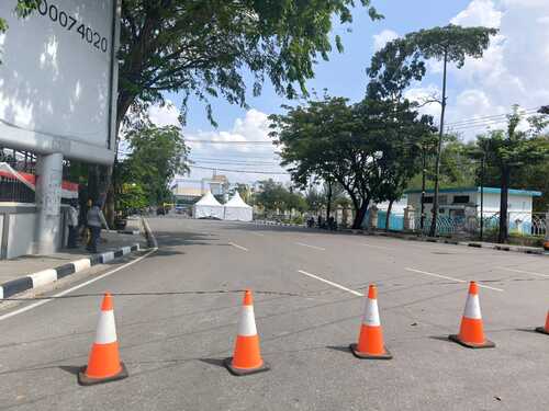 Jalan Sultan Syarif Kasim, Kota Pekanbaru akan ditutup selama acara Kenduri Riau dalam rangka HUT Riau. (Foto: Sri Wahyuni)
