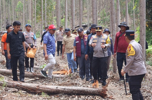 Kapolda Riau tinjau langsung TKP penemuan gajah di Ukui.(foto: andi/halloriau.com)