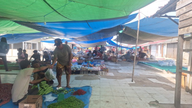 Kondisi Pasar Tradisional Sungai Salak Kecamatan Tempuling memperihatinkan, (foto/Ayendra)