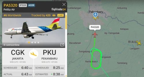 Kabut tebal ganggu penerbangan di Pekanbaru, pesawat Pelita Air sempat berputar-putar (foto/ist)