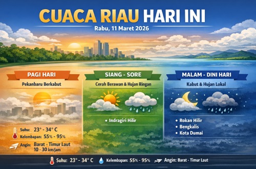 Prakiraan cuaca di Riau hari ini.(infografis/AI)