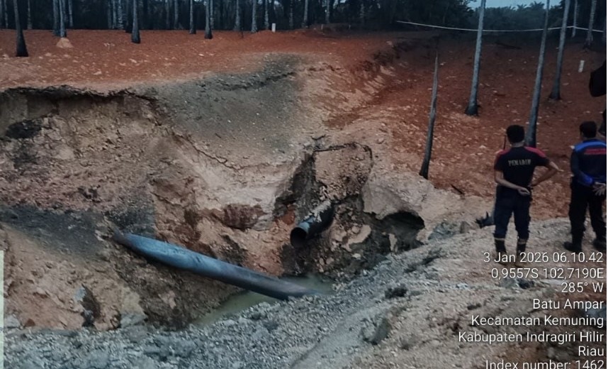 Setelah ledakan pipa gas di Inhil, polisi pastikan Jalur Pekanbaru–Jambi kembali lancar (foto/rri)