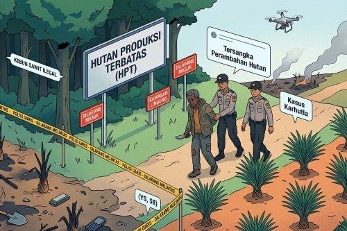 Polisi tetapkan seorang pemilik lahan jadi tersangka karhutla di Bengkalis.(ilustrasi/AI/halloriau.com)