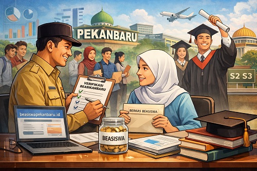 Pencairan program beasiswa Pemko Pekanbaru dalam proses verifikasi fakta.(ilustrasi/int)