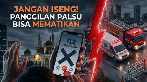Layanan 112 Pekanbaru dapat panggilan iseng.(ilustrasi/AI/halloriau.com)
