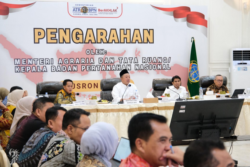 Menteri Nusron minta jajaran Kanwil BPN Provinsi Sulawesi Tenggara percepat validasi data pertanahan dan tingkatkan kualitas layanan (foto/ist)
