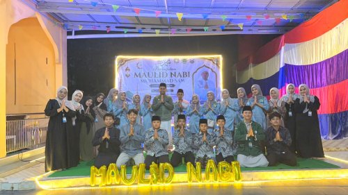 Mahasiswa KKN UIN Suska Riau kolaborasi dengan remaja masjid dan masyarakat di Desa Pematang Obo gelar maulid nabi (foto/ist)