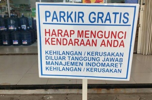 Parkir Alfamart-Indomaret di Pekanbaru gratis.(ilustrasi/int)