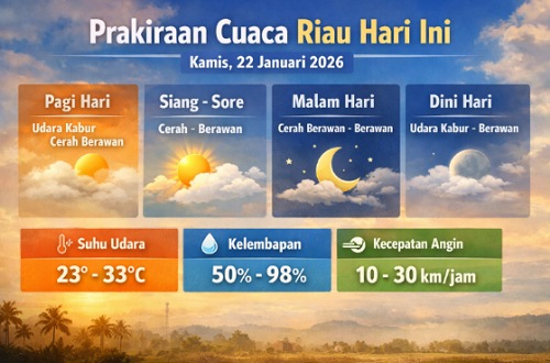 Prakiraan cuaca di Riau hari ini.(ilustrasi/AI)