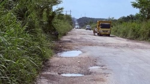 Sempat dijanjikan mulus, Jalan Siak-Pekanbaru kian memprihatinkan.(foto: suara.com)