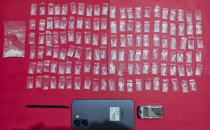 Sat Reskrim Narkoba Polres Pelalawan menggagalkan peredaran 126 paket sabu di Sei Kijang (foto/Andy)
