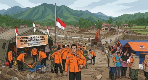 Korban hilang Galodo Solok ditemukan, BNPB alihkan fokus ke pemulihan.(ilustrasi/AI/halloriau.com)