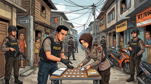 Polisi sisir tiga gang di Jalan Pangeran Hidayat yang dikenal sebagai Kampung Narkoba Pekanbaru.(ilustrasi/gemini AI/halloriau.com)