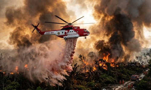Pemadaman karhutla di Bengkalis, Riau butuh helikopter water boombing.(ilustrasi/AI/halloriau.com)