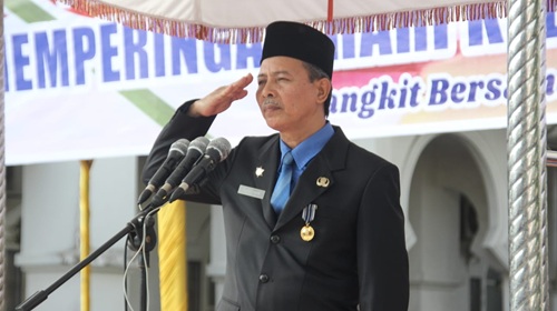 Asisten III Mulyadi Masri pimpin upacara peringatan Harkitnas ke-117 di Rokan Hilir (foto/afrizal)