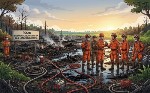 Tak ada lagi titik api di Riau, Karhutla Inhil berhasil dipadamkan.(ilustrasi/AI/halloriau.com)