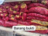 Polsek Teluk Meranti dan  Reskrim Polres Pelalawan menggagalkan penyelundupan 887 karung bawang ilegal di Teluk Meranti (foto/Andy)