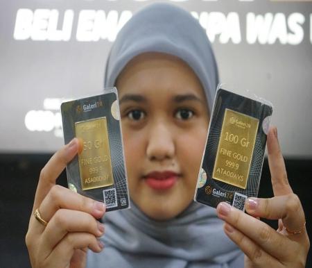 Harga emas 1 gram Galeri 24 Pegadaian Pekanbaru sentuh Rp2,429 juta (foto/riki)