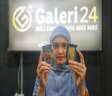 Harga emas 1 Gram Galeri 24 Pegadaian di Pekanbaru turun hari ini (foto/riki)