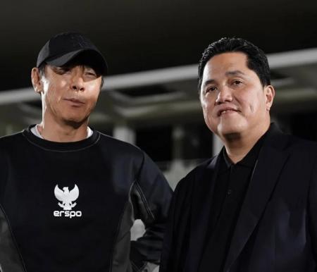 Mantan pelatih Timnas Indonesia Shin Tae-yong dan Ketua Umum PSSI Erick Thohir./Instagram-@shintaeyong777