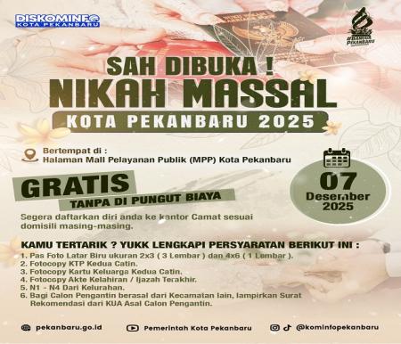 Nikah massal gratis Pemko Pekanbaru.