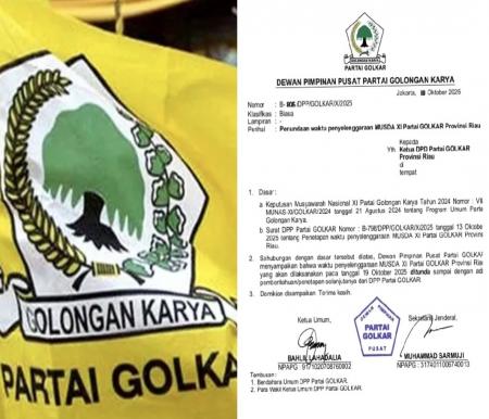 Beredar surat DPP soal Musda XI Golkar Riau ditunda (foto/ist)