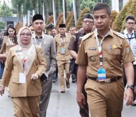 Bupati Kampar Ahmad Yuzar bersama Wakil Bupati Misharti menghadiri Rakornas Pemerintah Pusat dan Daerah Tahun 2026 yang digelar di SICC, Bogor, Senin (2/2/2026).