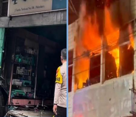 Kebakaran maut hangguskan ruko dan tewaskan satu keluarga di Jalan Nangka, Pekanbaru (foto/int)