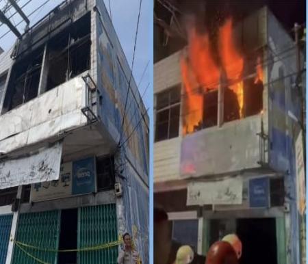 Ruko elektronik di Jalan Nangka, Pekanbaru terbakar dan tewaskan satu keluarga (foto/ist)