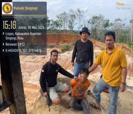 Polsek Singingi berhasil menangkap seorang pelaku PETI di Kuantan Singingi. (Foto: Ultra Sandi)
