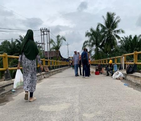 Jembatan Sungai Rokan mulai diujicoba.(foto: sri/halloriau.com)