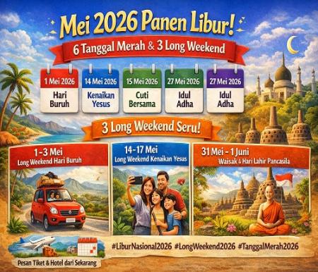 Mei 2026 Punya Banyak Libur Panjang.(ilustrasi/AI)