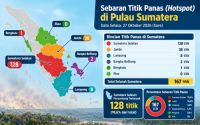 Sebaran titik panas di Sumatera sore ini.(infografis/halloriau.com)
