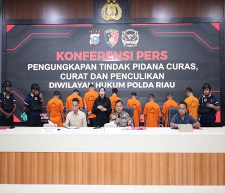 Polda Riau ungkap 3 kasus kriminal besar di Riau.(foto: mcr)