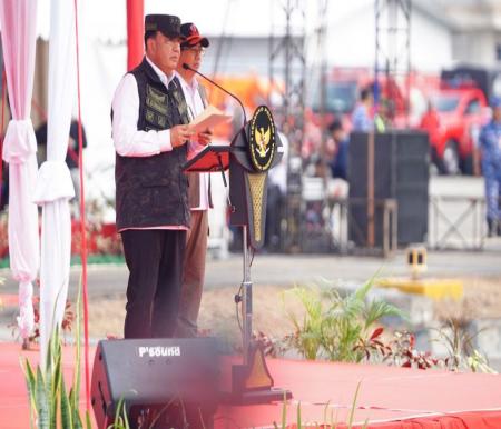 Menko Polhukam, Jenderal Polisi (Purn) Budi Gunawan saat memimpin Apel Kesiapsiagaan Menghadapi Karhutla di Lanud Roesmin Nurjadin, Selasa (29/4/2025). Foto Ist
