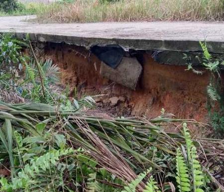 Dinas PUTR untuk melakukan perbaikan darurat abrasi yang menggerus Jalan Astra di Bagan Sinembah. (Foto: Afrizal)