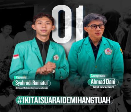 Presma UHTP terpilih, Syahradi Ramatul dan Wapresma UHTP terpilih, Ahmad Dani.(foto: sri/halloriau.com)