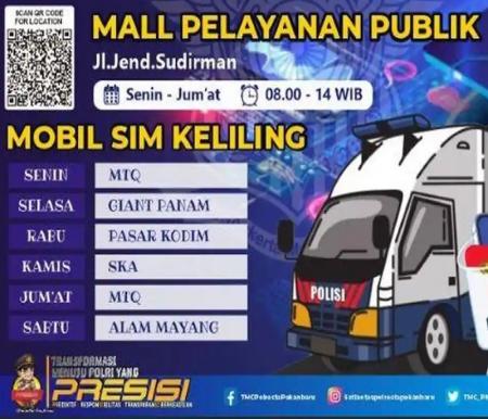 Jadwal SIM keliling di Pekanbaru.